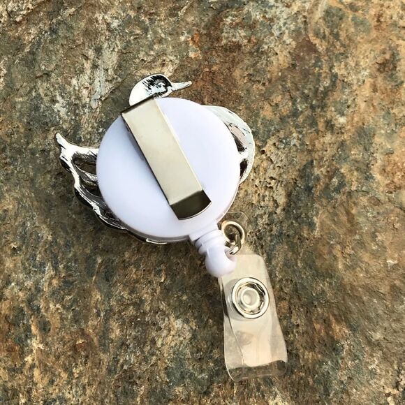 Austrian Crystal Swan & Butterfly Badge Holder - Picture 11 of 15